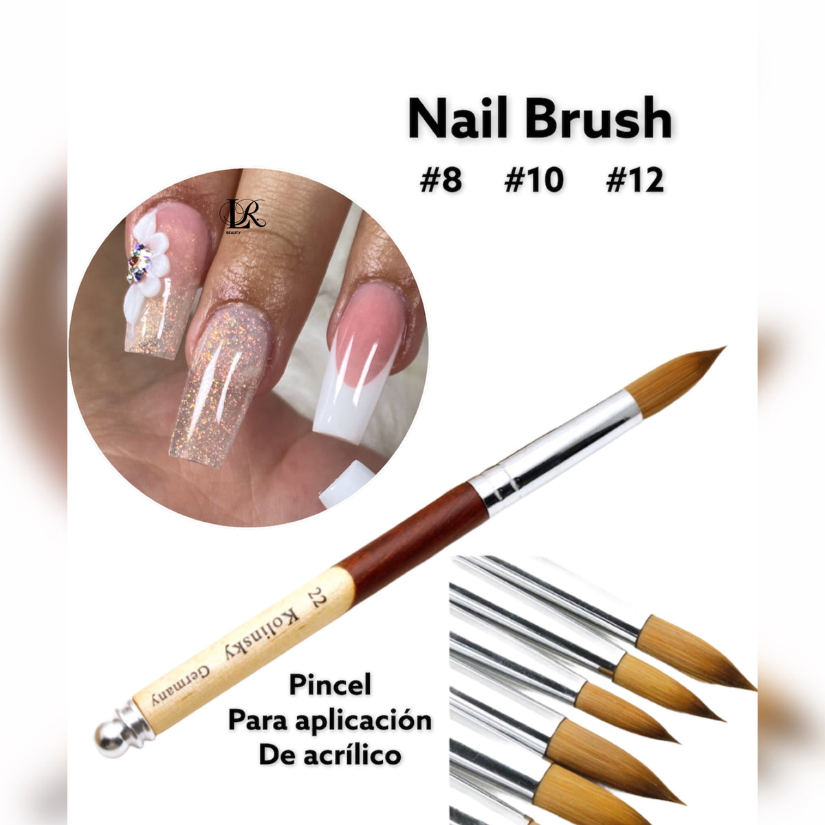 Acrylic Nail Brush Pinceles Uñas Aplicación Acrílico Pincel - Temu Chile